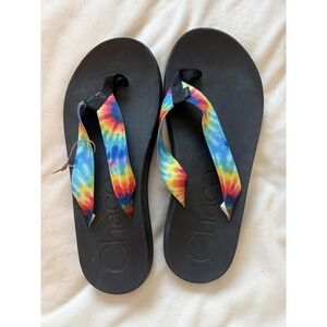NWT Chacos Flip Flop Sandals - tie dye rainbow,Size 12 Men